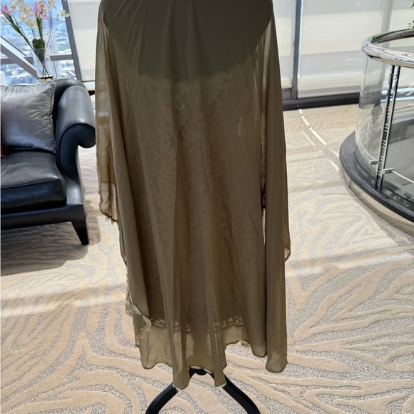 Vintage Carolyne Roehm Gold Lace Dress with Sheer Gold Robe - Picture 6 of 8